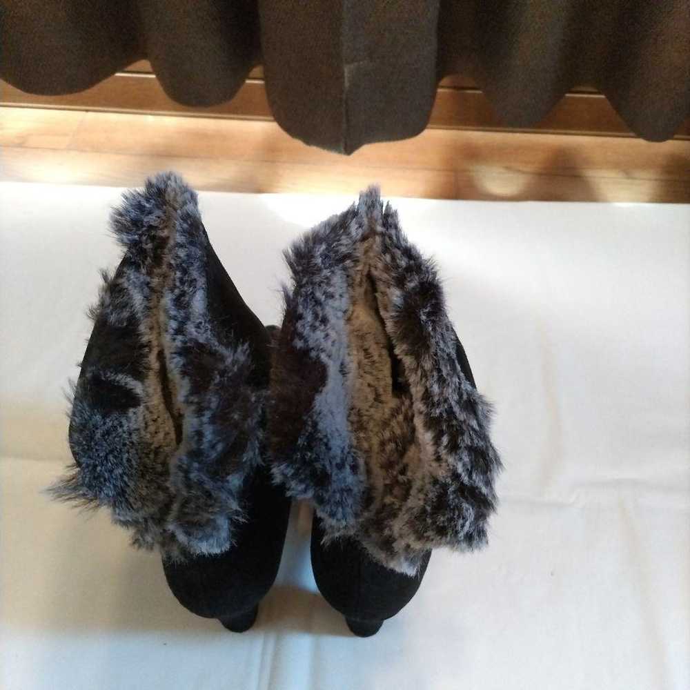 HIMIKO
Black Suede Short Boots with Fur High Heel… - image 3