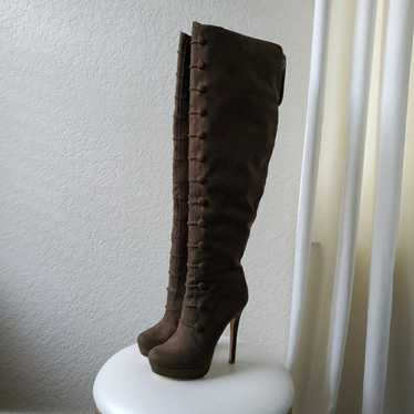 Olive Green Tall Boots size 7.5 - image 1