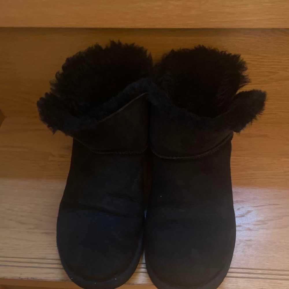 UGG sheepskin boots black with stone button - image 4