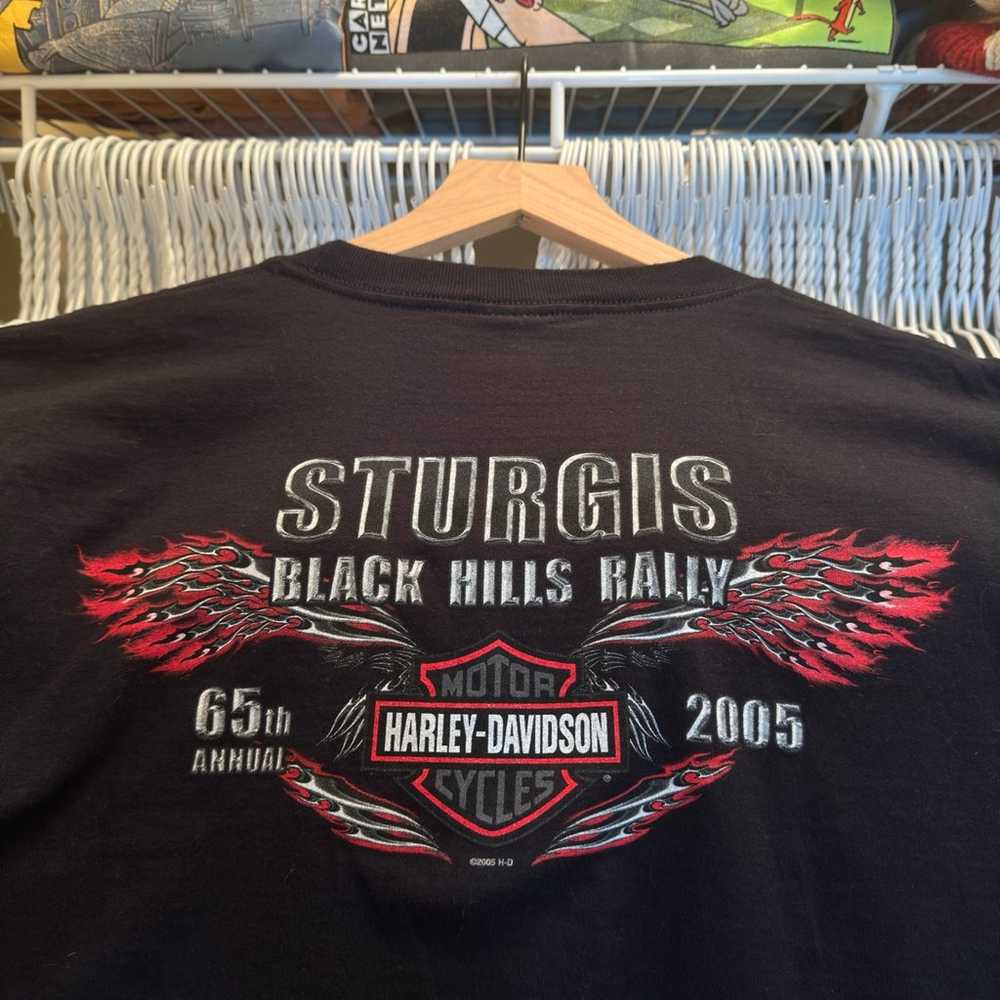 Vintage Y2K sturgis Harley Davidson Shirt 2005 Bl… - image 2