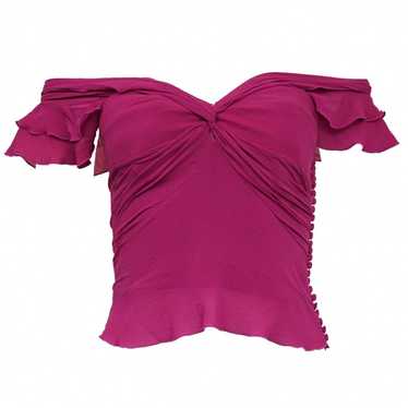 Dior Christian Dior Magenta Silk Corseted Blouse