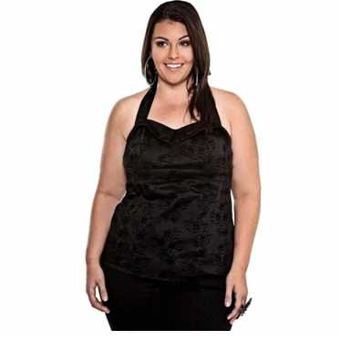 Other Torrid Goth Black Rose Flocked Halter Top Si