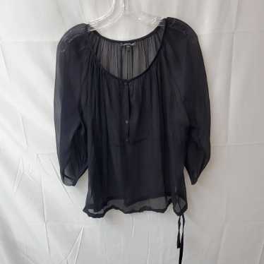 Eileen Fisher Black Sheer Silk Top Size S