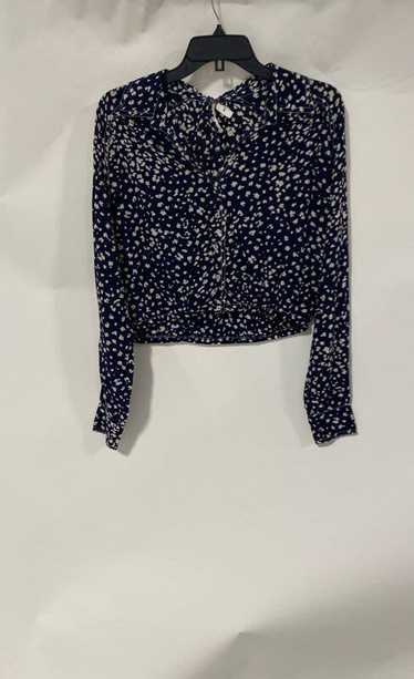 Free People Womens Navy Blue Abstract Long Sleeve 