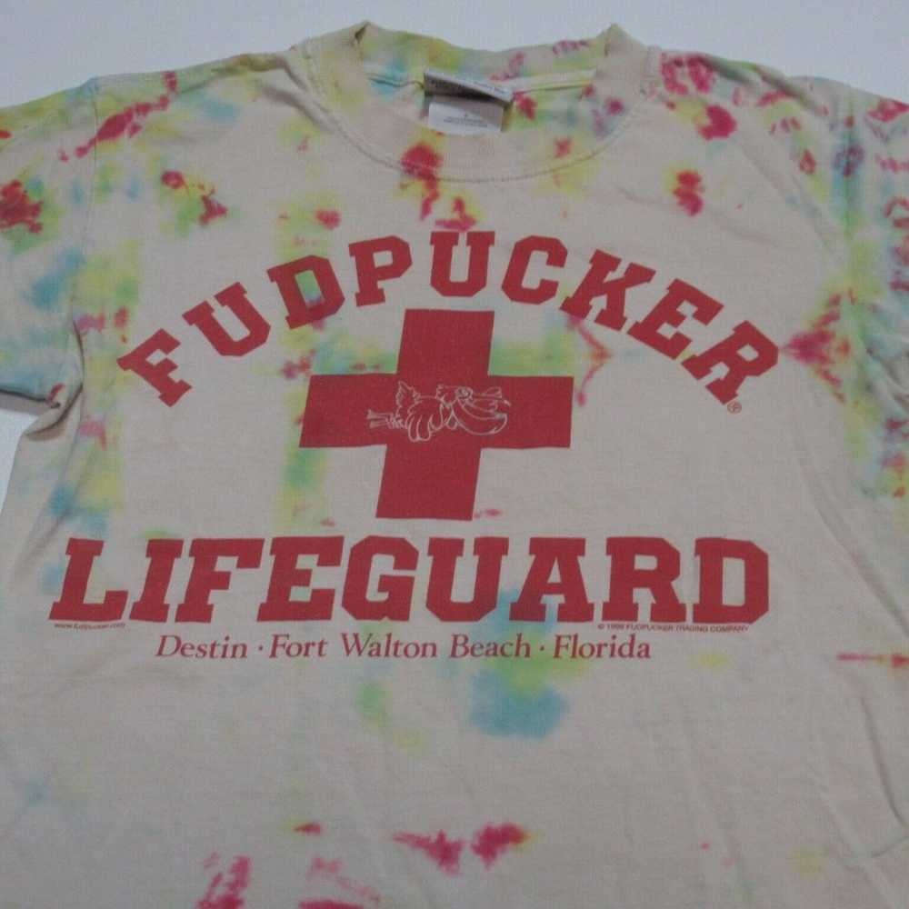 VINTAGE 90s Fudpucker Lifeguard Bar T-Shirt Tie D… - image 1