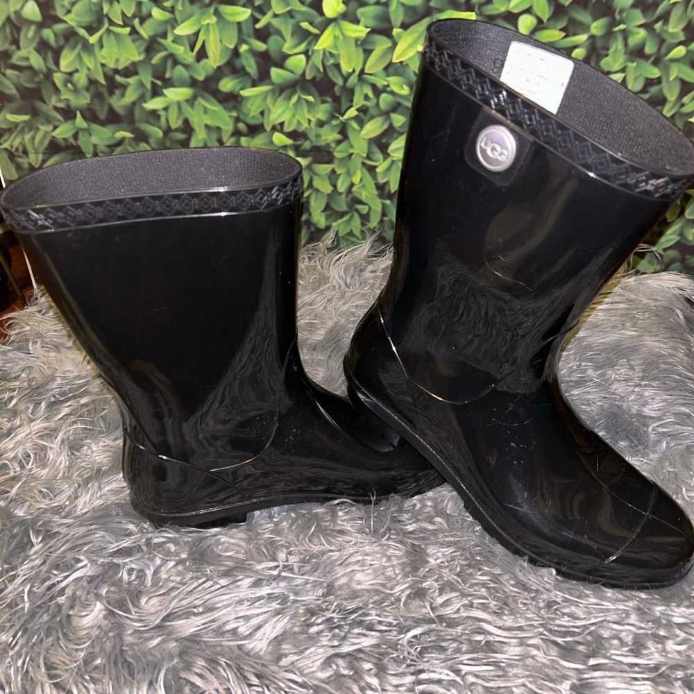 UGG Shaye Glossed Rain Boots size 9 Black EUC W/ … - image 7