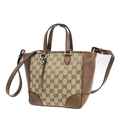 Gucci ssima Beige Canvas Handbag (Pre-Owned)