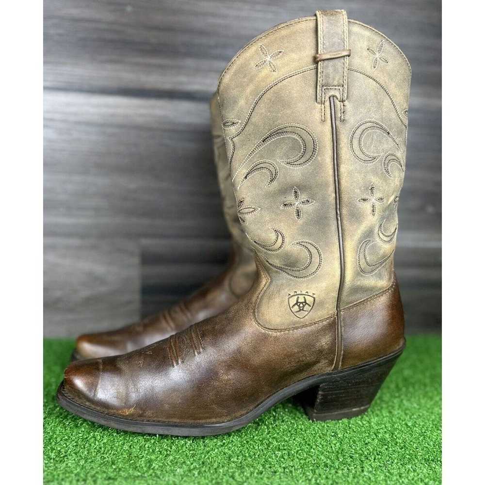 ARIAT Sage Stars Brown Leather Pull On Cowgirl We… - image 1