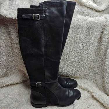 UGG Danae Tall Black Leather Buckle Riding Boots … - image 1