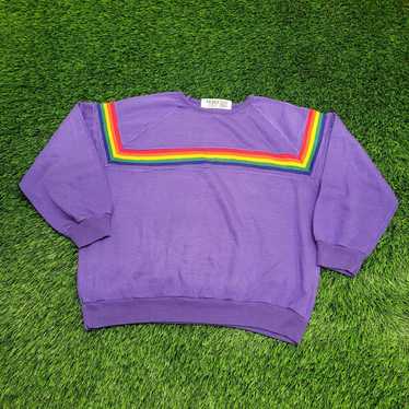 Rainbow Vintage 70s Rainbow Sweatshirt Womens Larg