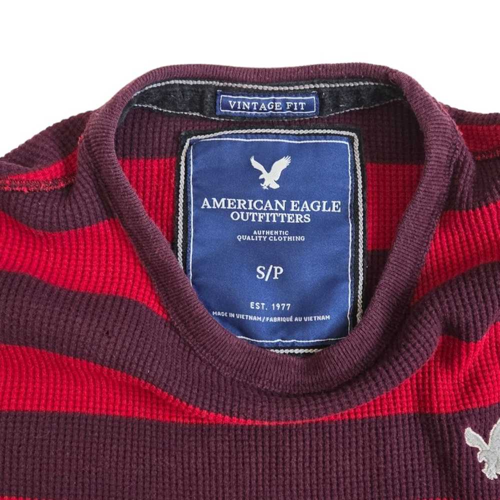 American Eagle vintage fit red and maroon striped… - image 4