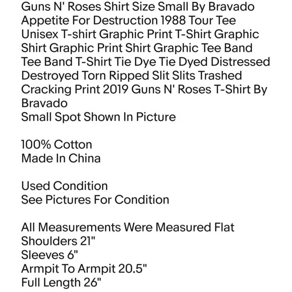 Guns N' Roses Shirt Size Small By Bravado Appetit… - image 2