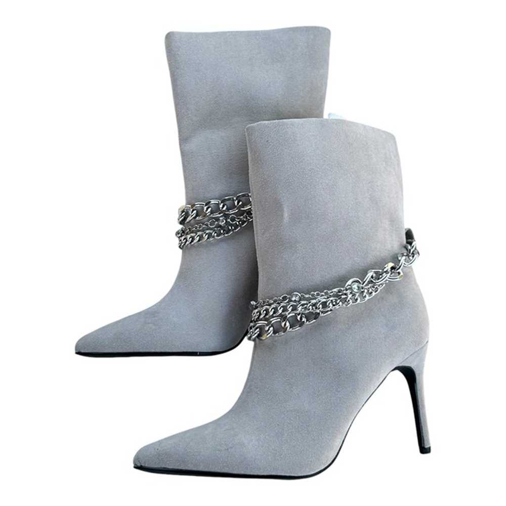 Venus Faux Suede High Heel Chain Booties in Light… - image 5