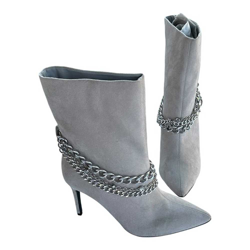 Venus Faux Suede High Heel Chain Booties in Light… - image 6