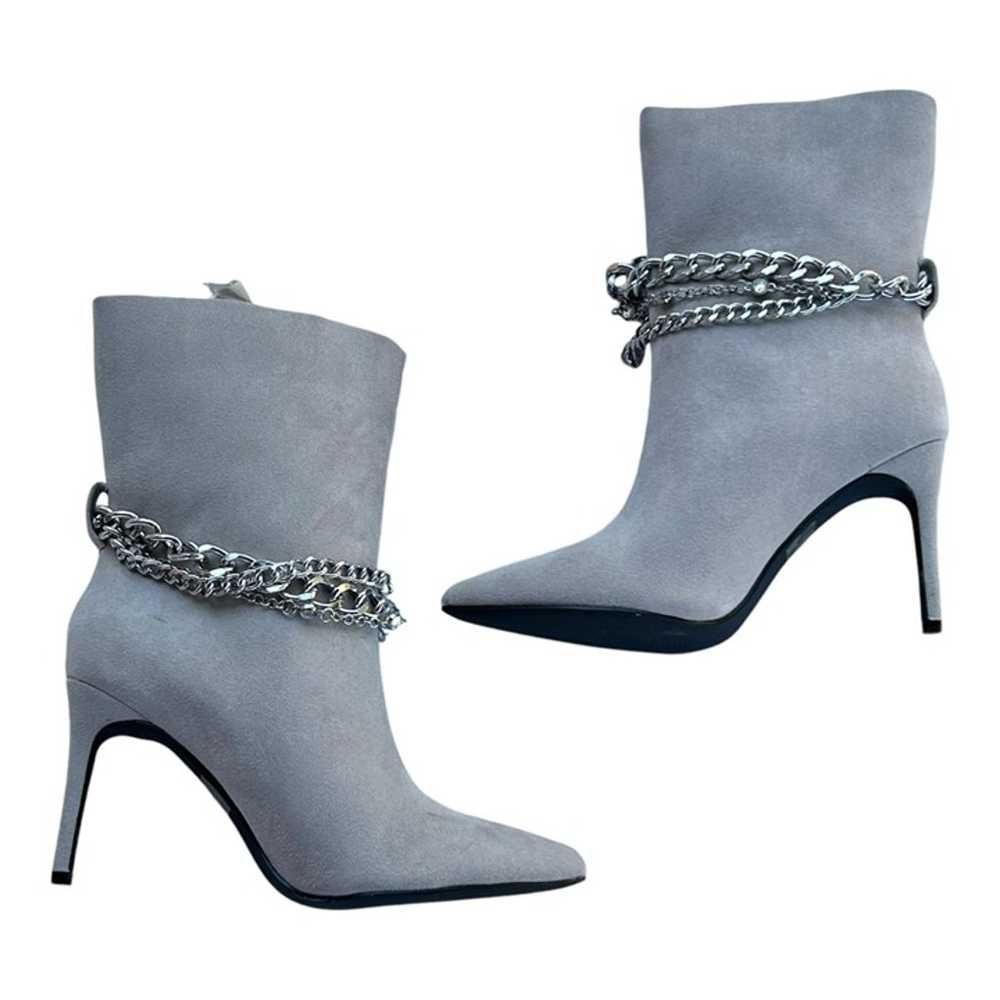 Venus Faux Suede High Heel Chain Booties in Light… - image 7