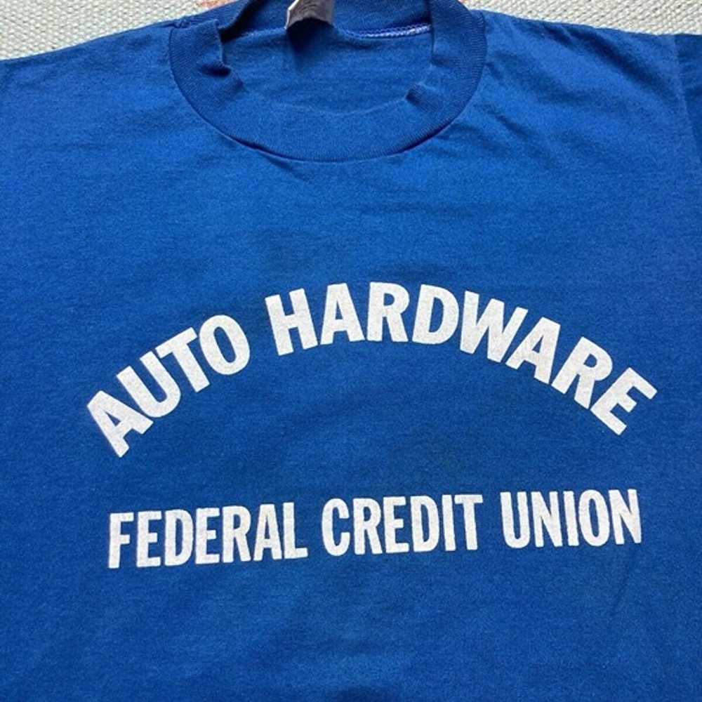 Vintage 80s t shirt auto hardware credit Union th… - image 2