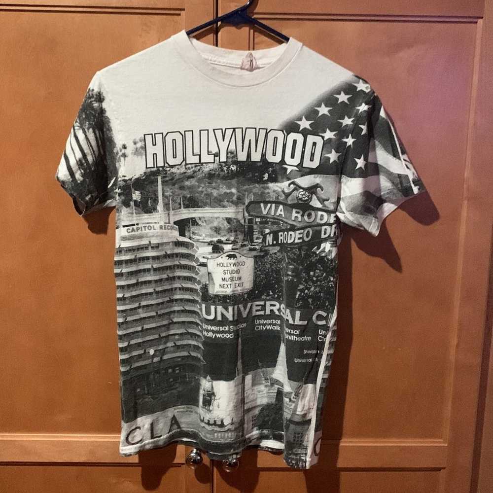 Hollywood all over print t shirt rare Y2K - image 1