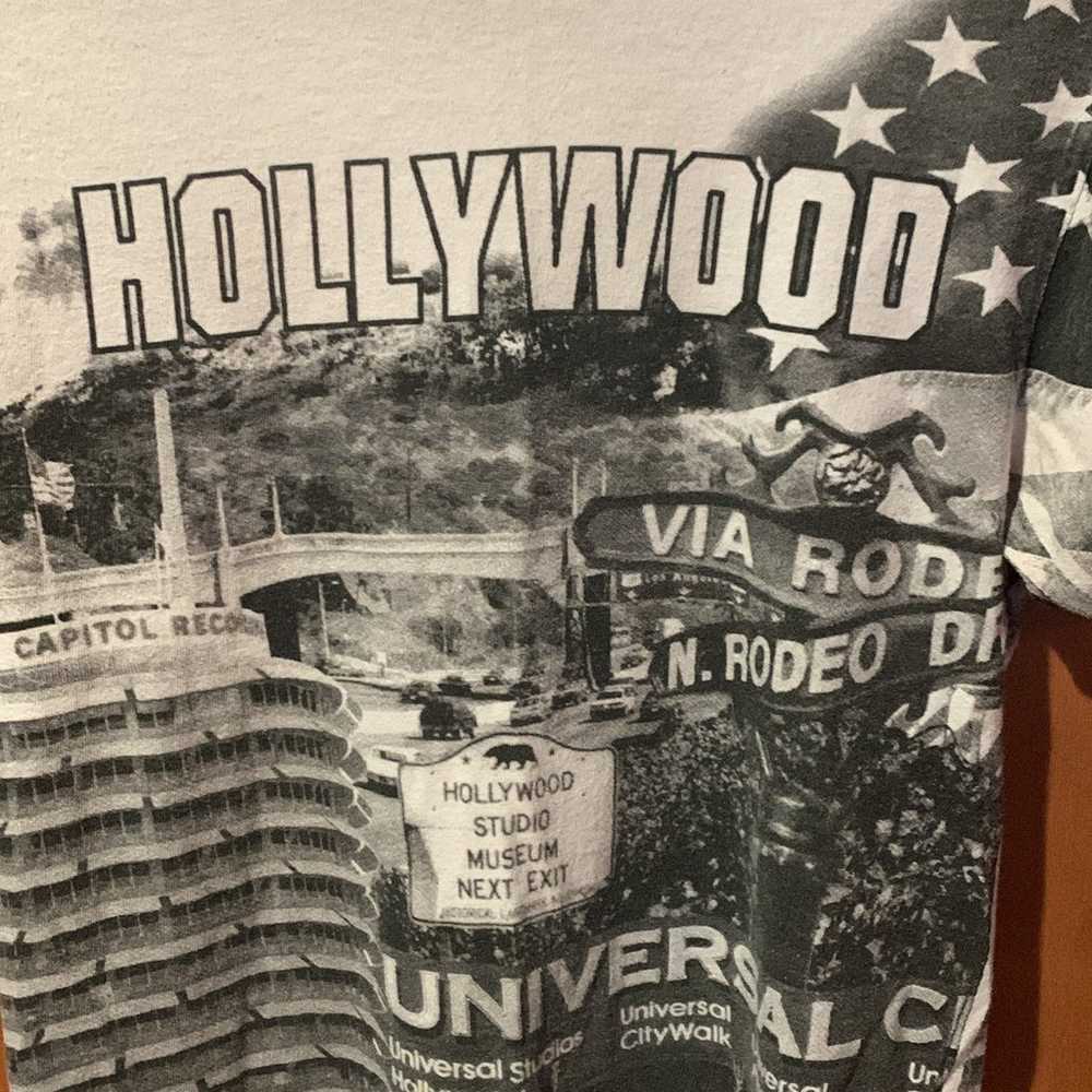 Hollywood all over print t shirt rare Y2K - image 2