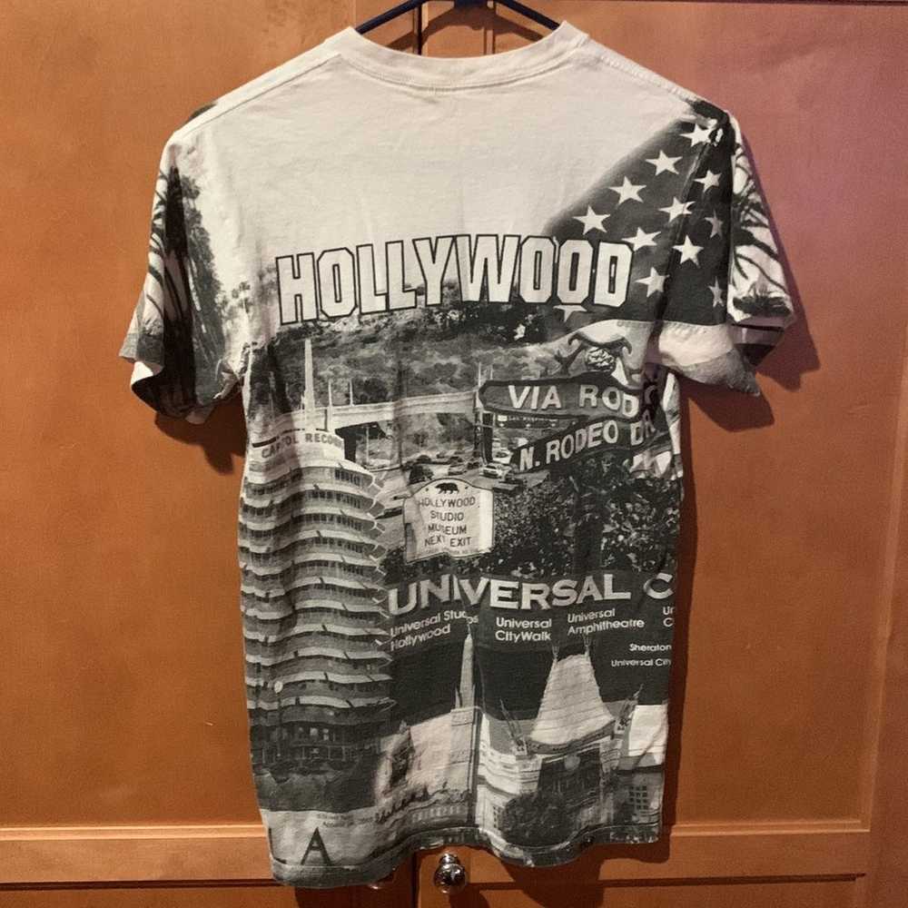 Hollywood all over print t shirt rare Y2K - image 3