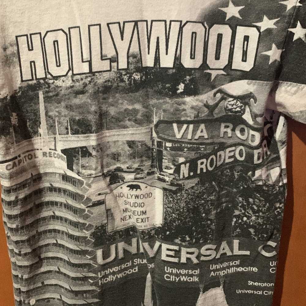 Hollywood all over print t shirt rare Y2K - image 4