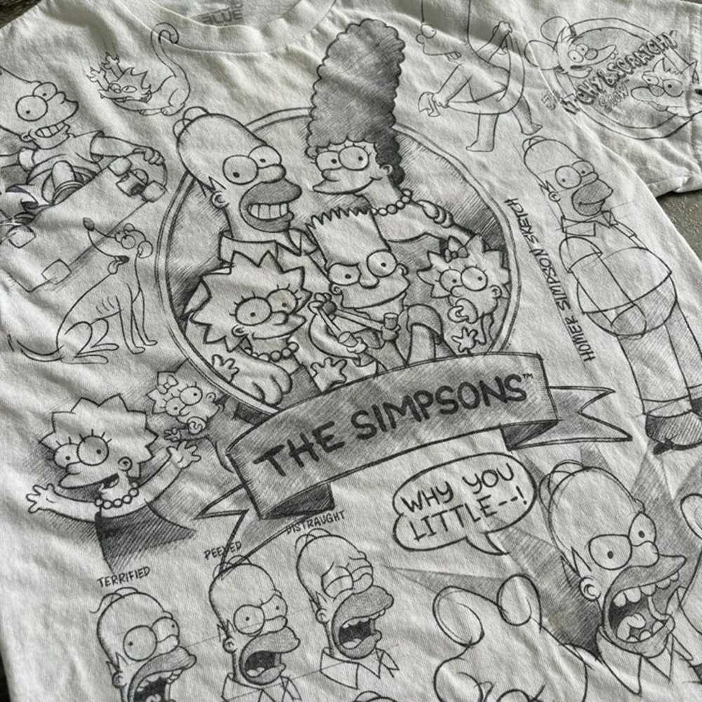 Vintage Y2K White The Simpsons Liquid Blue AOP Gr… - image 2