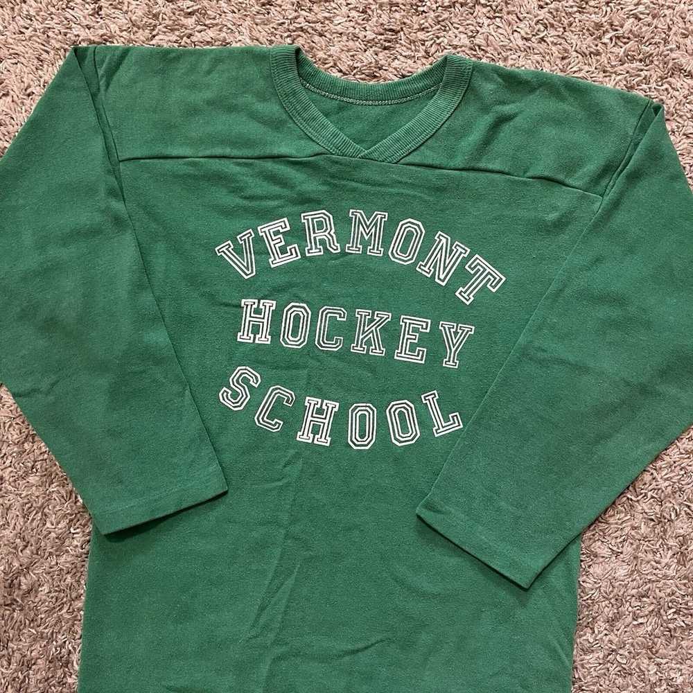 Vintage 60s 60s Vermont Hockey School Long Sleeve… - image 1