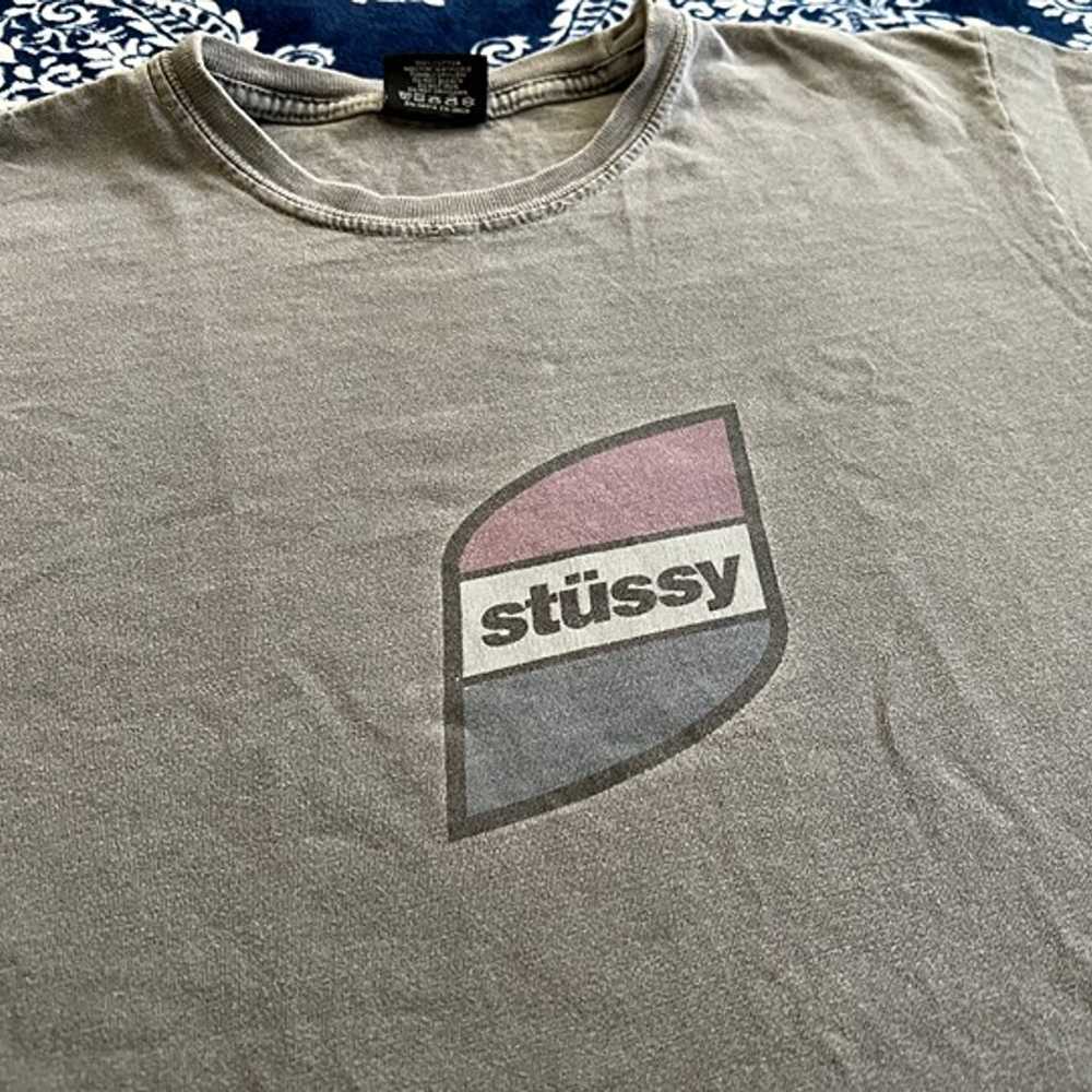 Vintage Stussy Stone Black Apricot Center Logo Te… - image 2