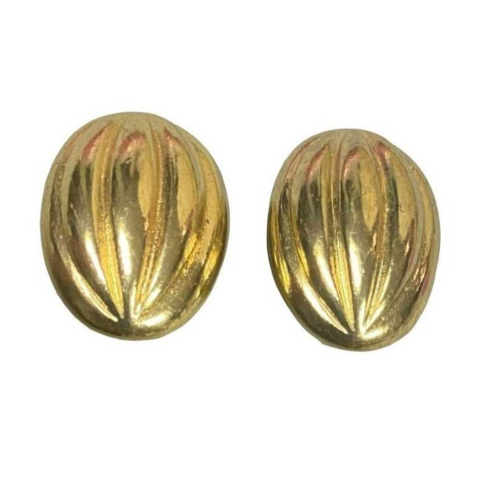 Other Vintage Gold-Tone Oval Dome Clip-On Earrings - image 1