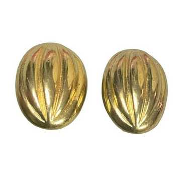 Other Vintage Gold-Tone Oval Dome Clip-On Earrings - image 1