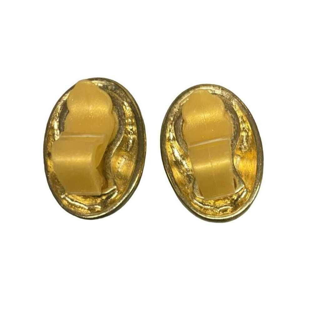 Other Vintage Gold-Tone Oval Dome Clip-On Earrings - image 3