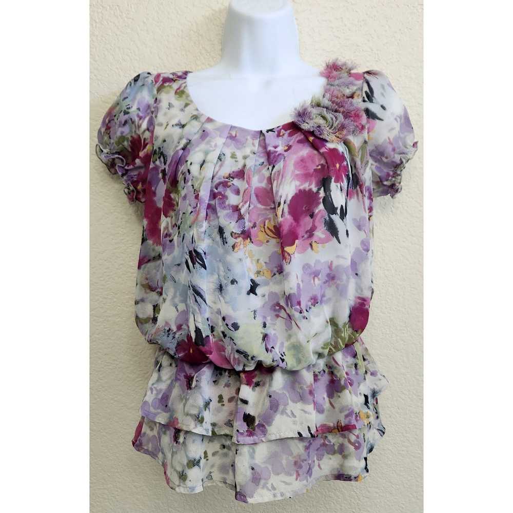 Other Sunny Leigh Purple Multicolor Floral Print … - image 1