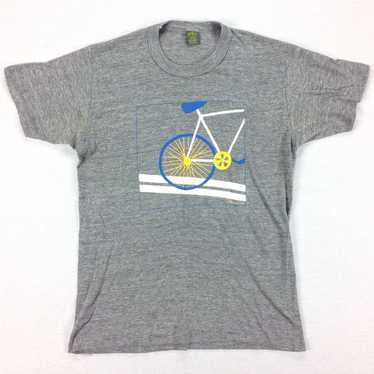 Vintage 70s 80s Fixie Bicycle TShirt Rayon Tri-Bl… - image 1