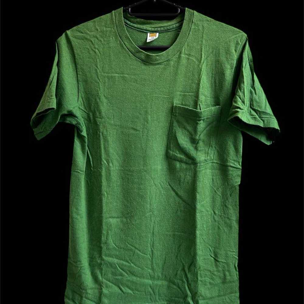 ⭐️Vintage 70's USA made Hanes pocket T-shirt plain - image 1