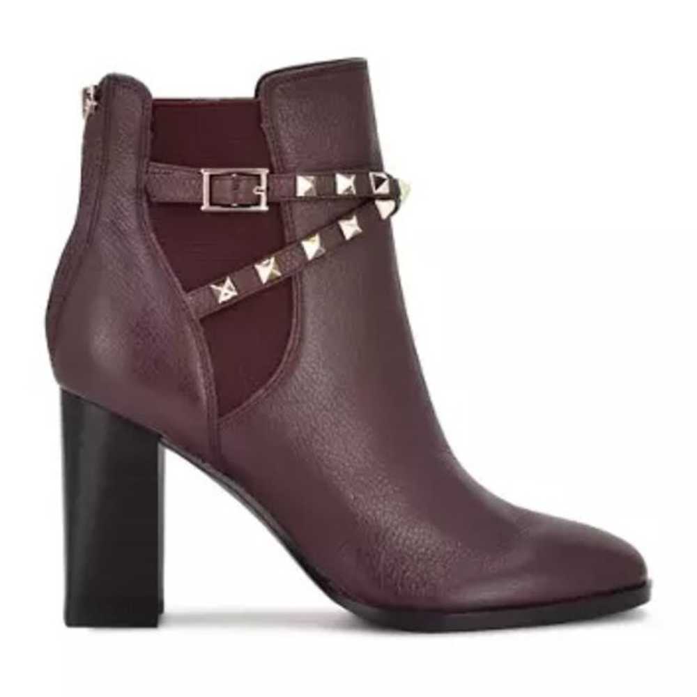 Nine West Donda Bootie in Dark Red Leather - worn… - image 4