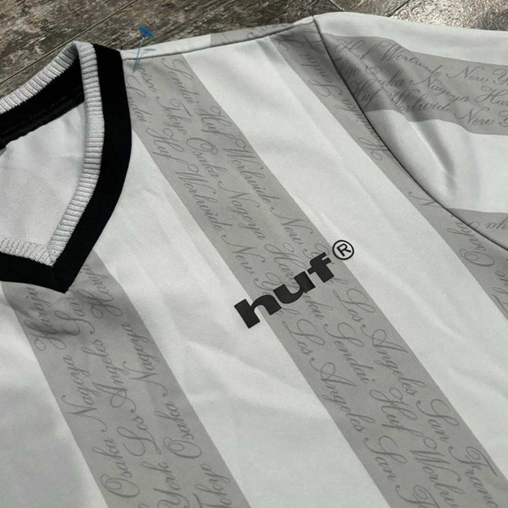 Vintage Y2K Grey White HUF Worldwide Striped Socc… - image 2