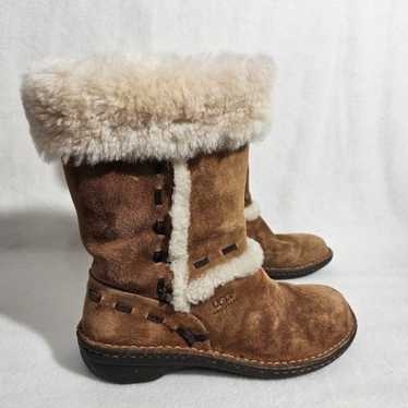 Ugg Elijo Brown Suede Sheepskin Lined Boots