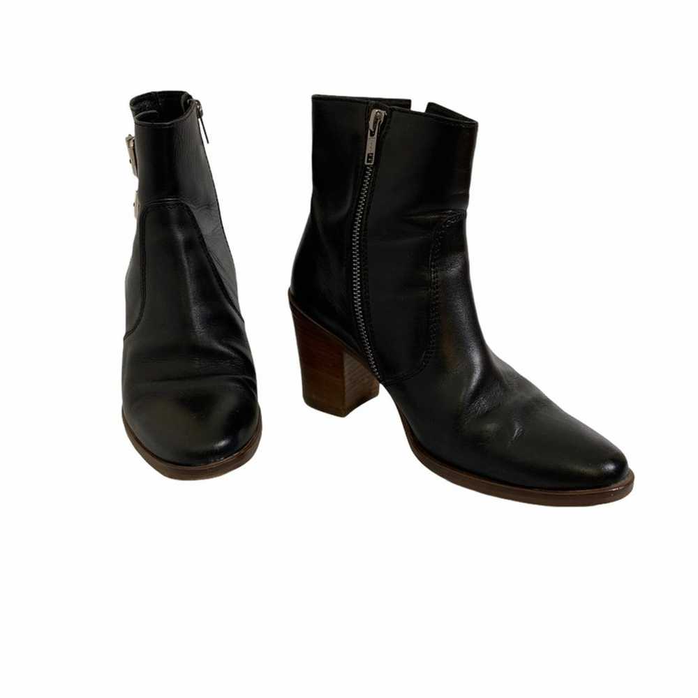 J. CREW Black Leather Ankle Buckle Dean Booties S… - image 2