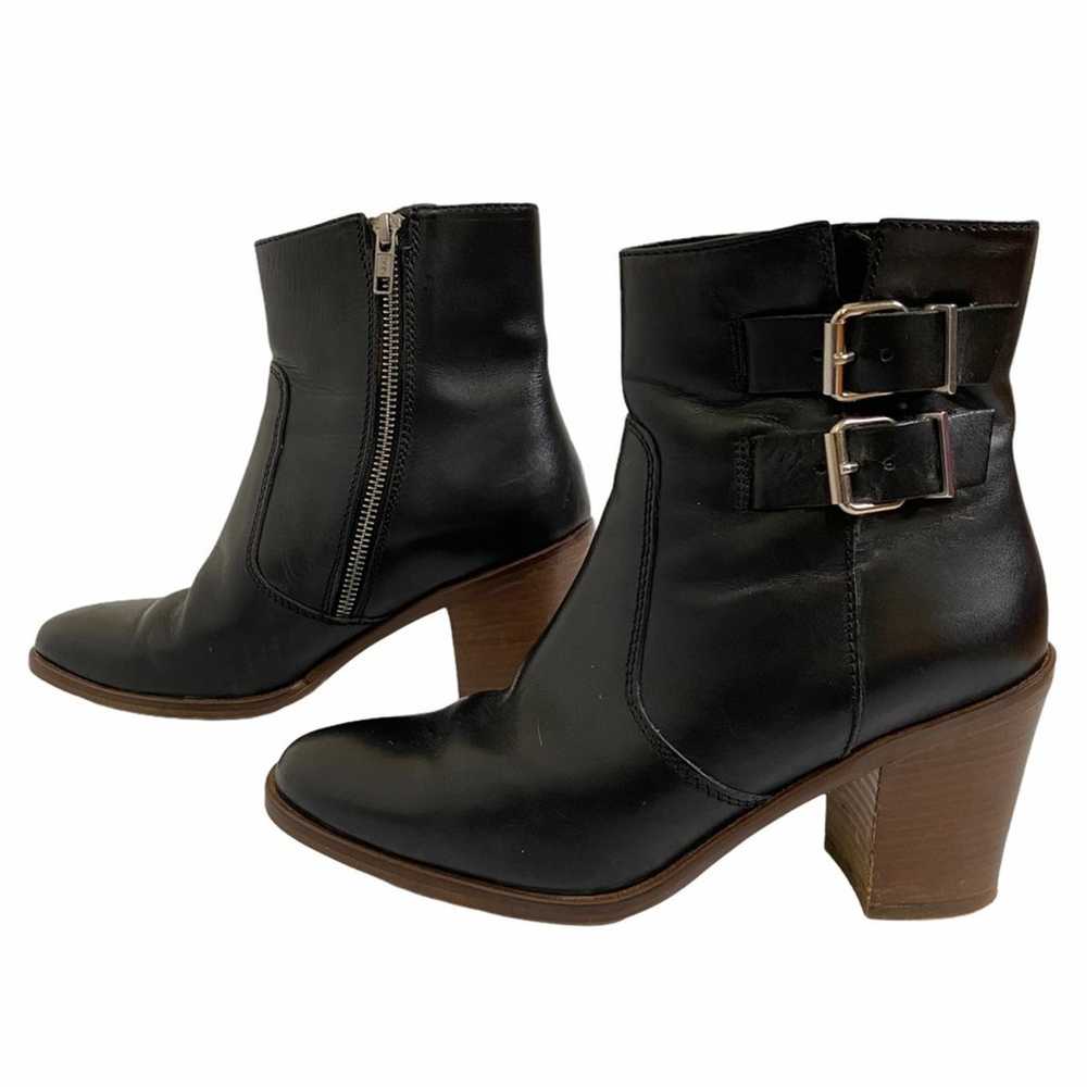 J. CREW Black Leather Ankle Buckle Dean Booties S… - image 4