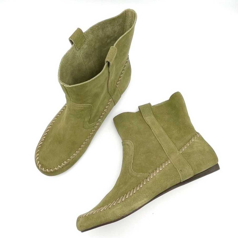 NEW Anthropologie Latigo Olive Green Suede Moccas… - image 2