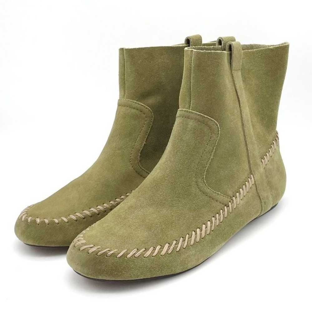 NEW Anthropologie Latigo Olive Green Suede Moccas… - image 6