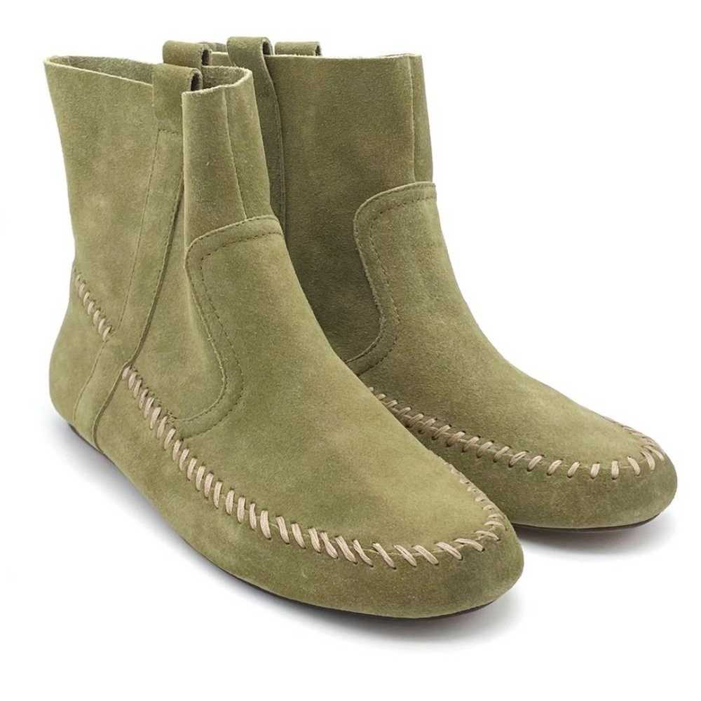 NEW Anthropologie Latigo Olive Green Suede Moccas… - image 7