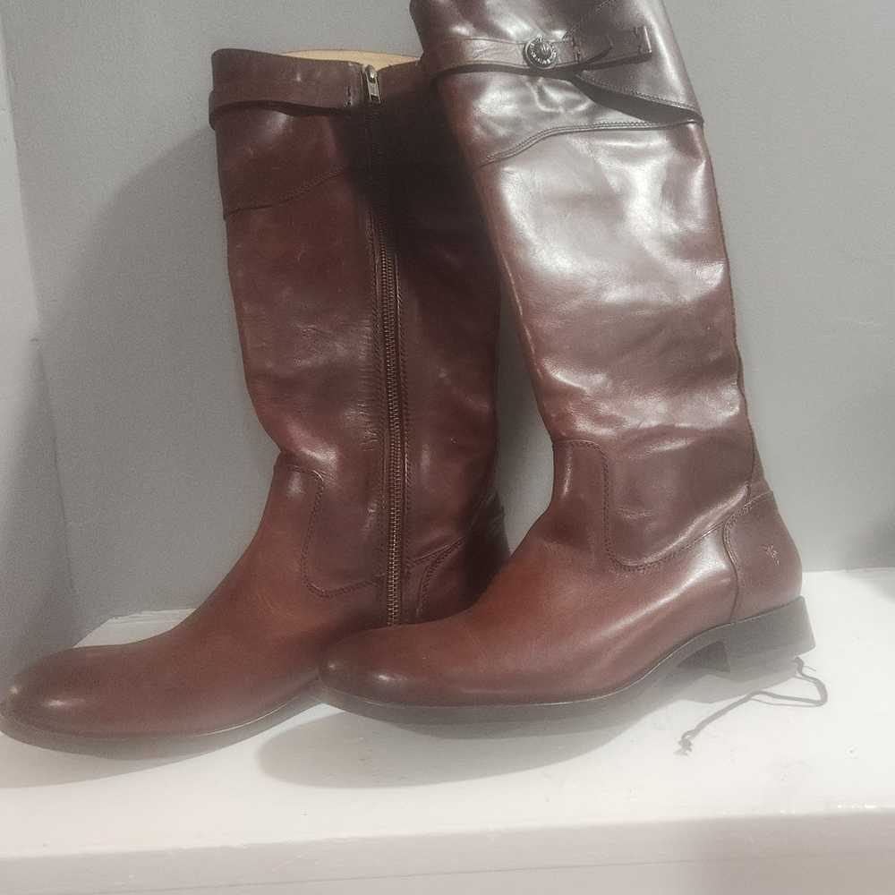 Brown/Wine color Frye Tall Riding Boots...size 9.… - image 2