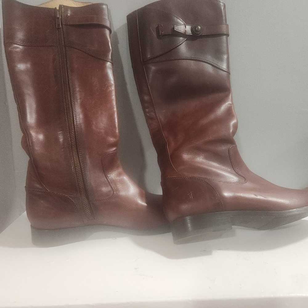 Brown/Wine color Frye Tall Riding Boots...size 9.… - image 3