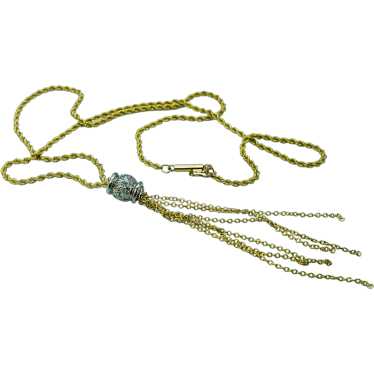 Vintage Diamond Tassel Dangling Necklace 14K White