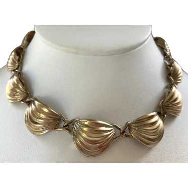 Vintage Bartek Gold Tone Shell Style Choker Neckl… - image 1