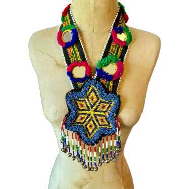 Afghan Necklace, Middle Eastern, Massive, Glass B… - image 1