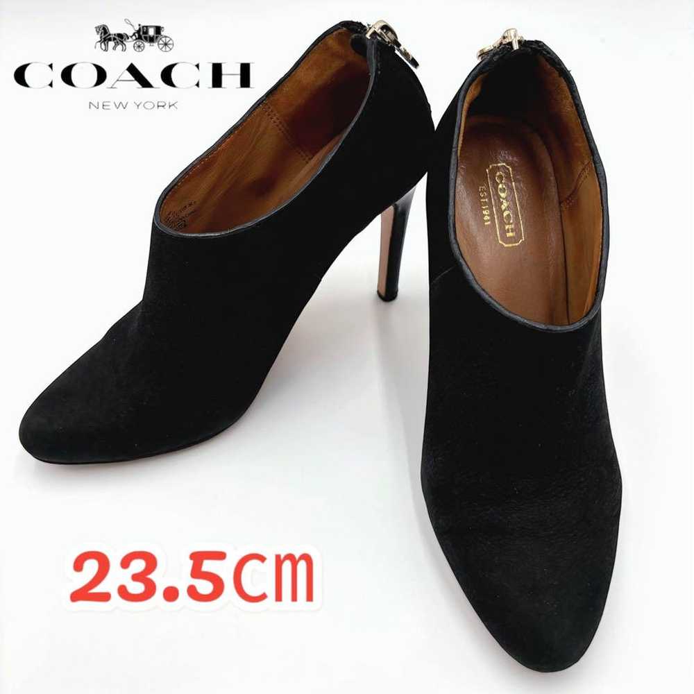 COACH Suede Bootie Short Boots 23.5cm Black - image 1