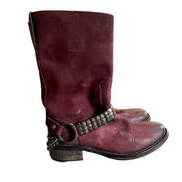 Barneys New York Co-Op Italian leather Burgundy H… - image 1