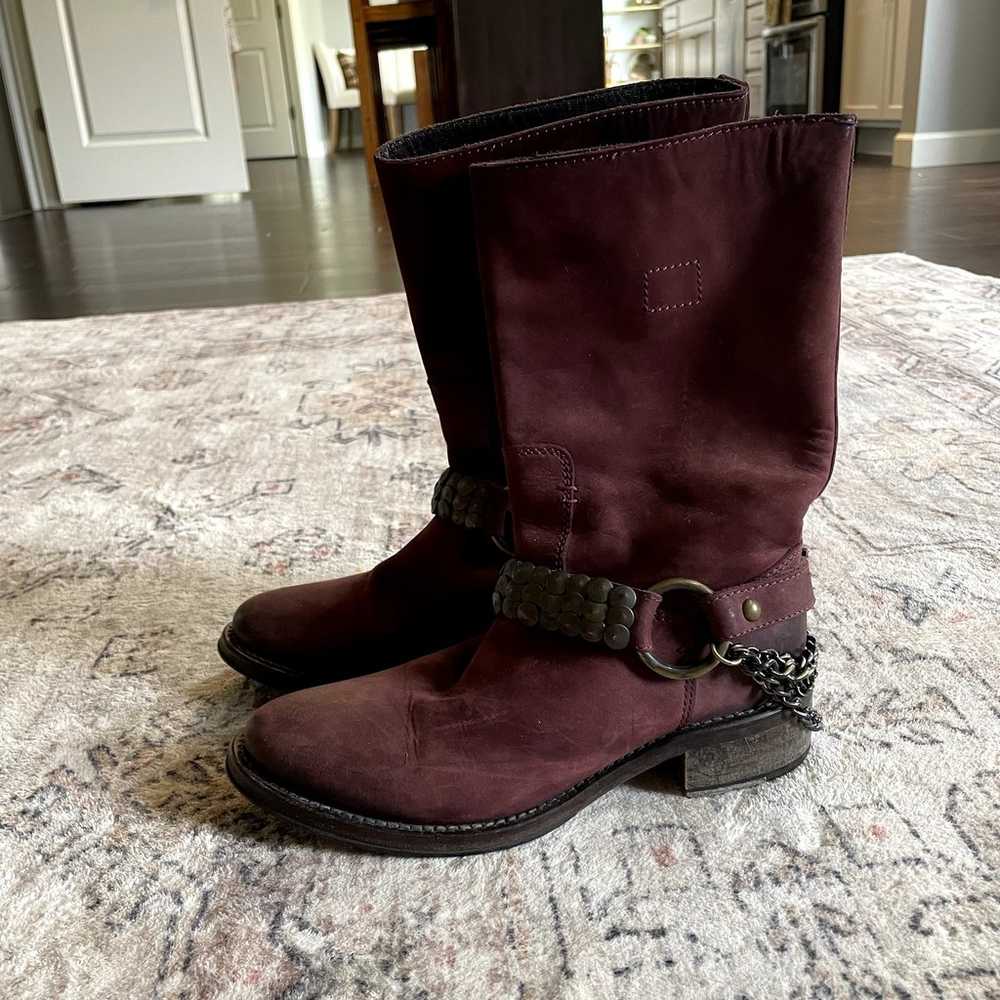 Barneys New York Co-Op Italian leather Burgundy H… - image 4