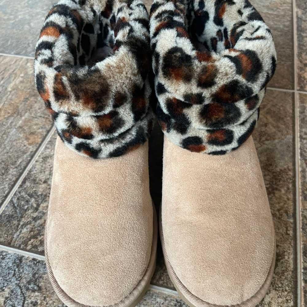 UGG Fluff Mini Quilted Leopard Boots- Tan/Leopard… - image 1